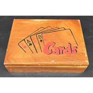 Vintage J.B. Deere Cedarcraft 2 Card Deck Storage Box 60s Wooden Hinged MCM Gift